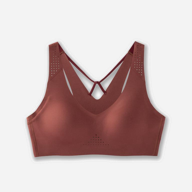 Brooks Dare V Neck Womens Running Bra - Burgundy/Terracotta/Fluoro Pink - Philippines (130479UCF)